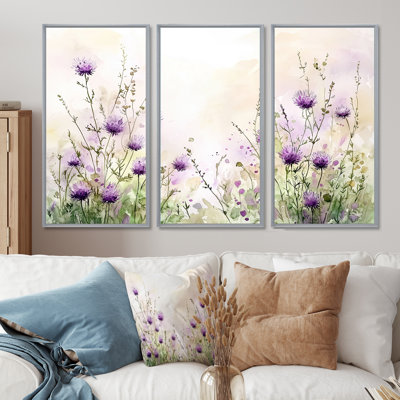 Thistle Blooming In The Meadows III - Thistle Wall Art Print Set