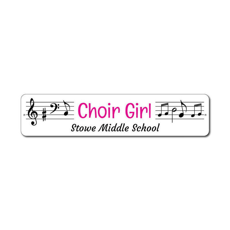 Plaque en aluminium Choir Girl, H 4 po x l 18 po x P 0,04 po