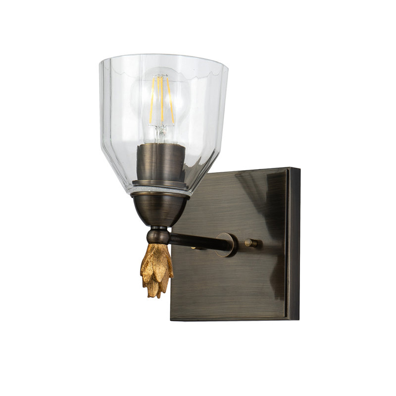 Fun Finial 1 Light Wall Sconce In Dark Bronze With Gold Accents, Dark Bronze/Gold