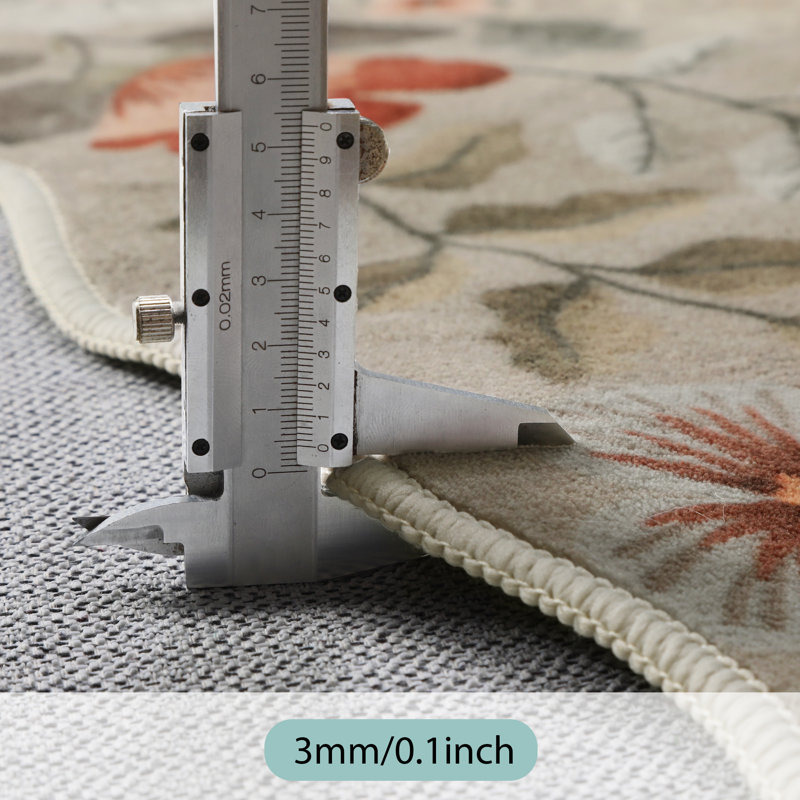 Floral Washable Rugs Non-Slip Soft Rugs for Living Room Bedroom Ultra-Thin Boho Accent Carpet, Rectangle 4' x 6'