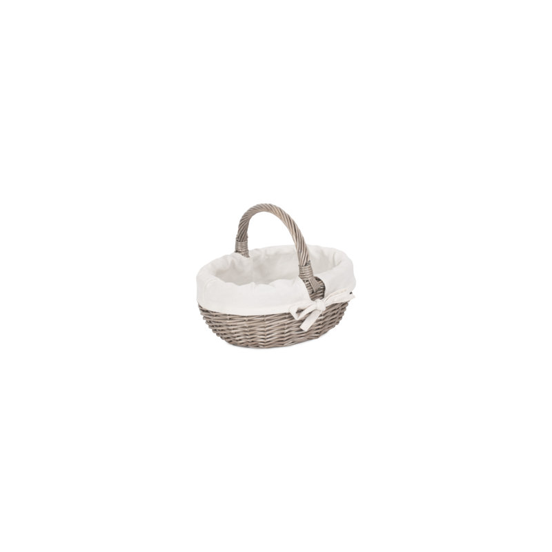 Wicker Lined Bathroom Shopper Basket, 23cm H x 24cm W x 28cm D
