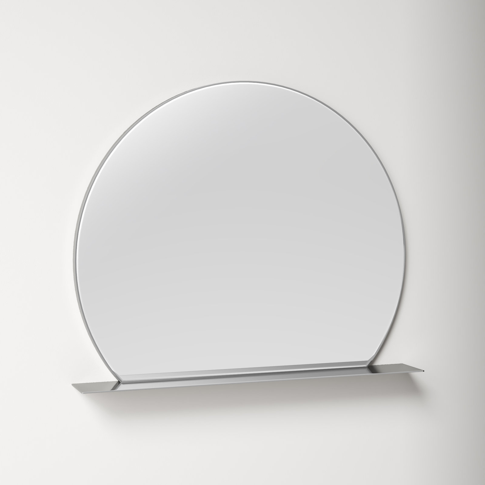 Amici Stainless Steel Round Mirror with Shelves