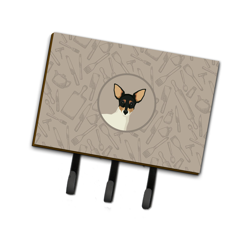 Metal Wall Organizer with Key Hooks, Toy Fox Terrier