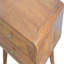 Table de chevet courbée en bois massif, 2 tiroirs, châtaignier, brun