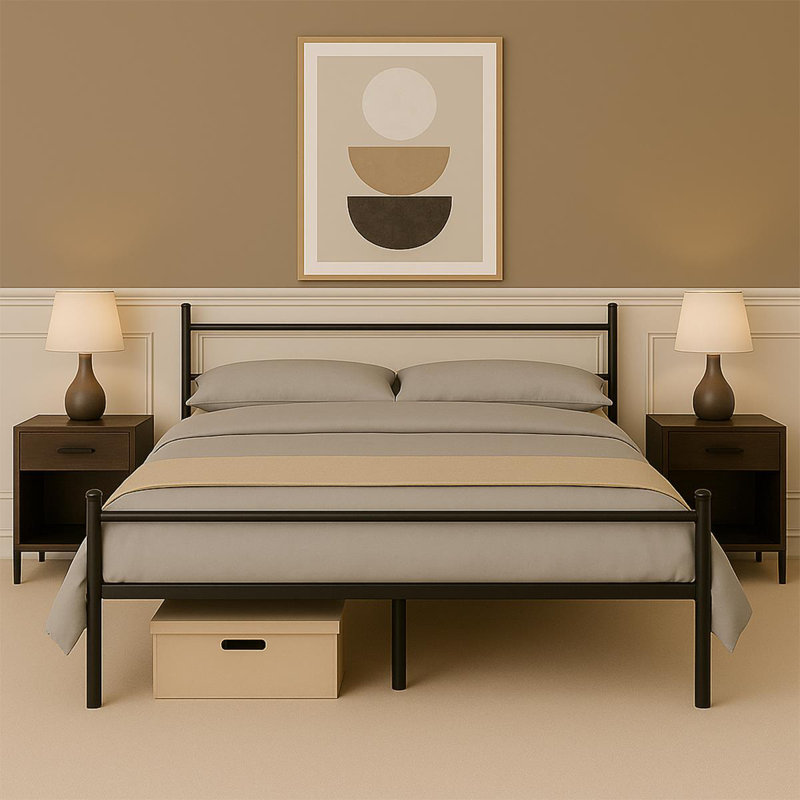 Mahim Metal Bed, Black, Double (4'6)