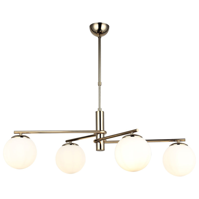 Elegant Gold Chandelier, Adjustable Height 22.8 - 28.7 inches | Metal Body with Glass Cap, Ø5.9 inches Base Plate | 4 x E27 Socket (Max 40W) | Perfect for Living Room, Dining Room & Entryway Decor, IP20 Rated