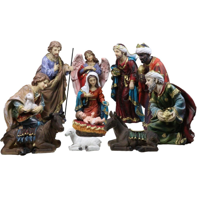 Crèche de Noël Mary Joseph Jesus, ensemble de figurines 11 pièces