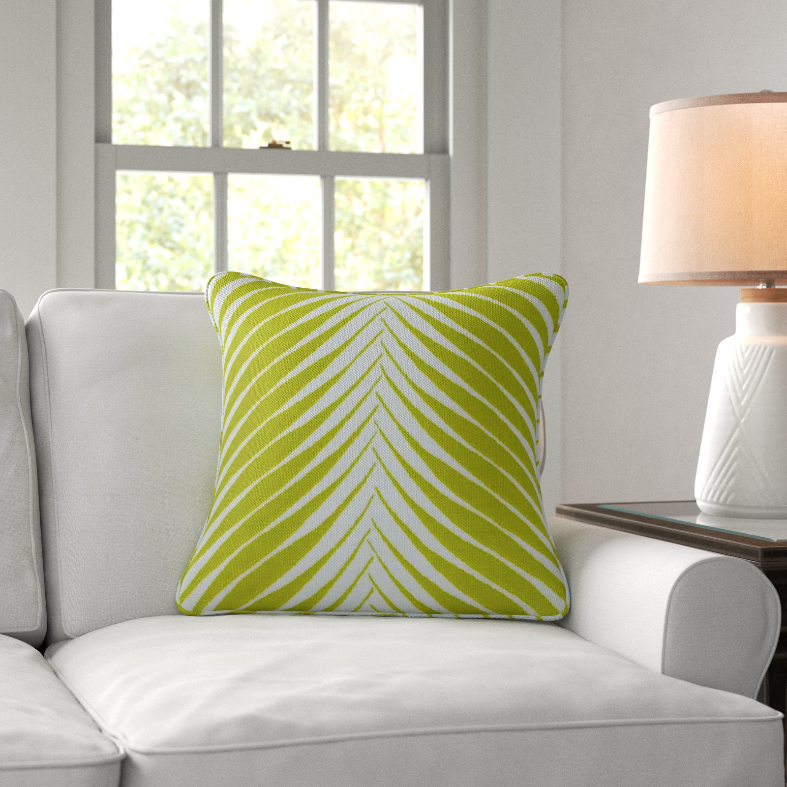 Annaya Sunbrella® Throw Pillow, Green, 22" x 22"