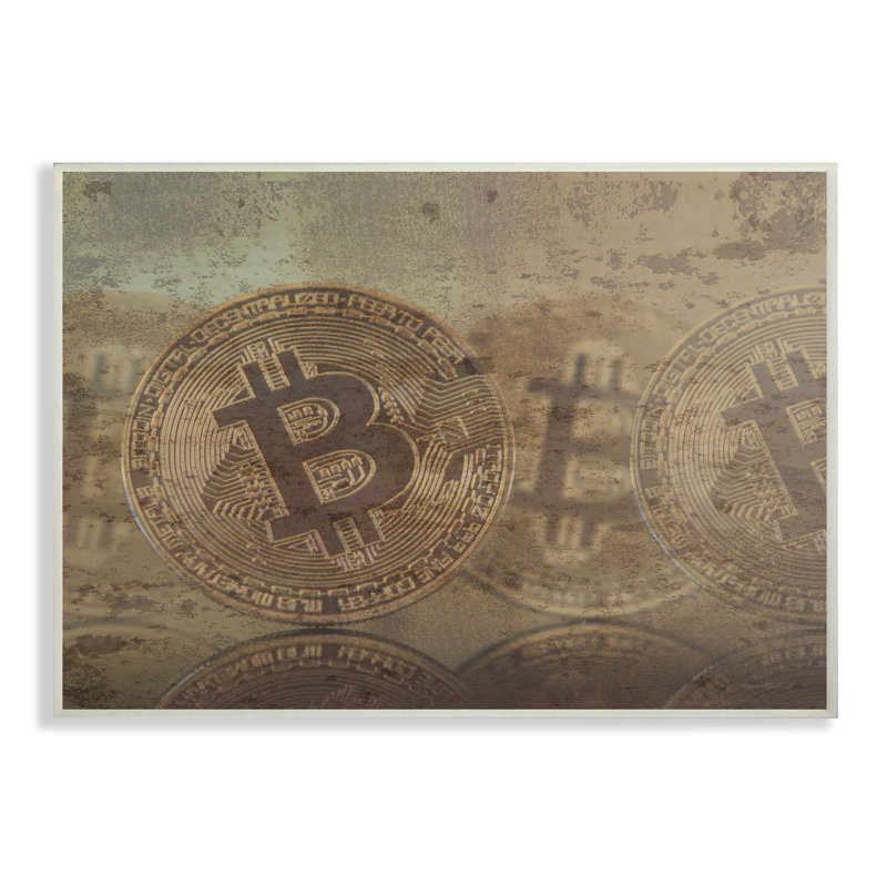 «Bitcoin Faded and Distress» par Daphne Polselli, reproduction d'art textuel sur toile, H 13 po x l 19 po, Plaque murale