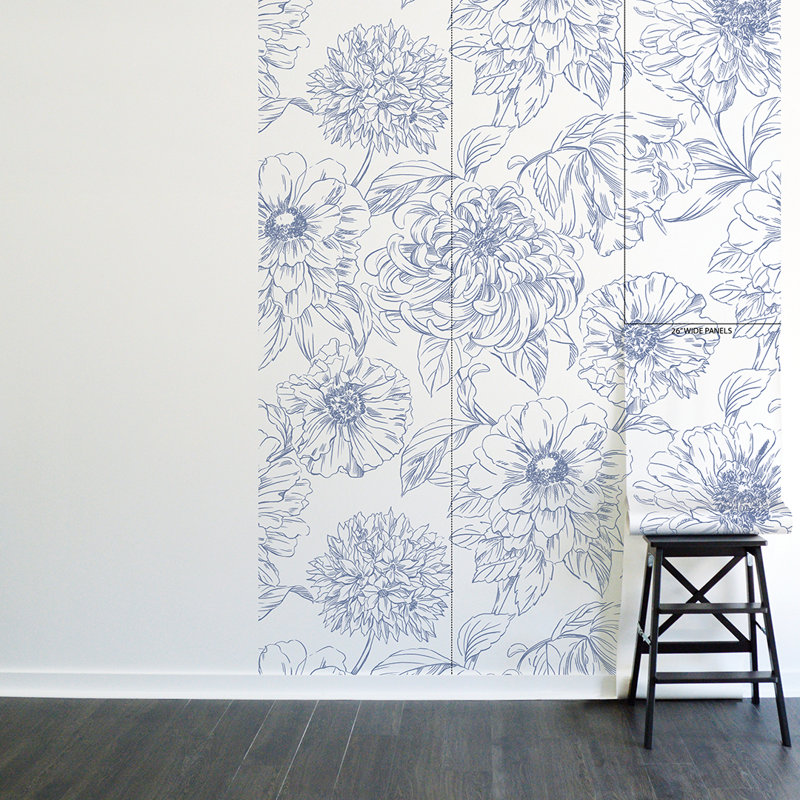 Adhésif mural prussien floral