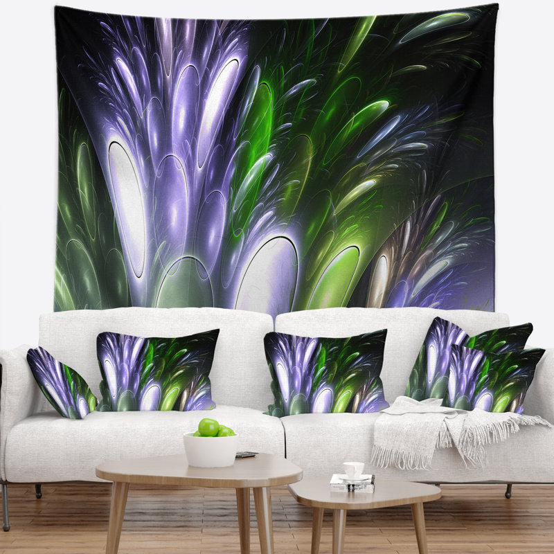 Tapisserie fleur abstraite psychédélique, H 68 po x l 80 po