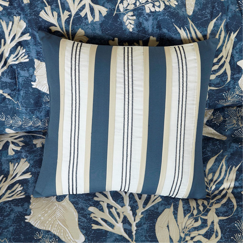Ensemble d'édredon en satin de coton 7 pièces grand bleu, Grand édredon et 6 pièces supplémentaires