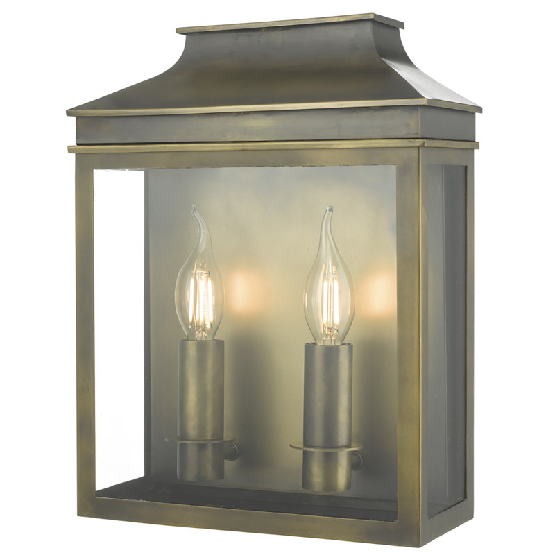 Aagman 2 - Bulb Outdoor Wall Lantern, Weathered Brass