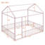 Structure de lit pleine grandeur en métal avec clôture, pour enfants, adolescents, filles, garçons, rose