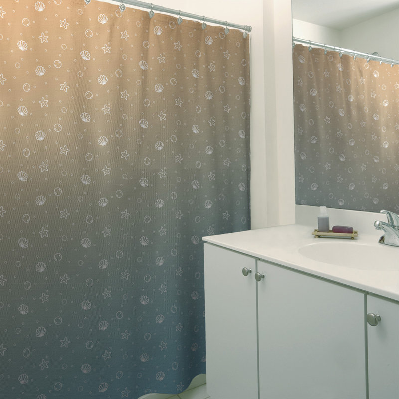 Rideau de douche Seashell, Bleu/orange