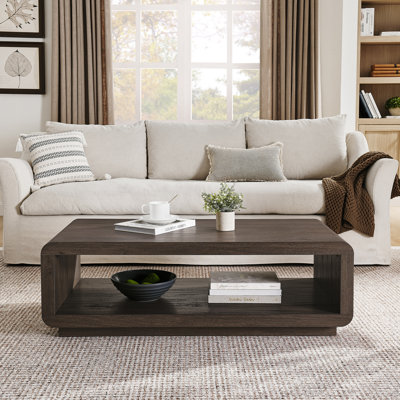 Lonni 47" Wide Rectangular Coffee Table in Brown Oak