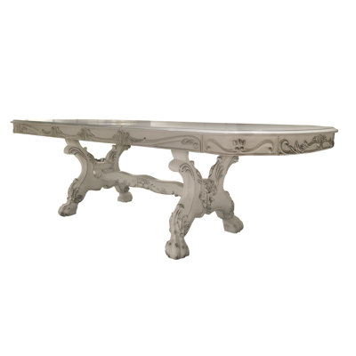 Bone White Dining Table - Fashionable Design For 6-9 Seaters, Built With Materials, 46in Depth X 108in Width 31in Height, 100lb Weight Limit, Easy Up Elegant Finish Suits Individuals, Crafted And