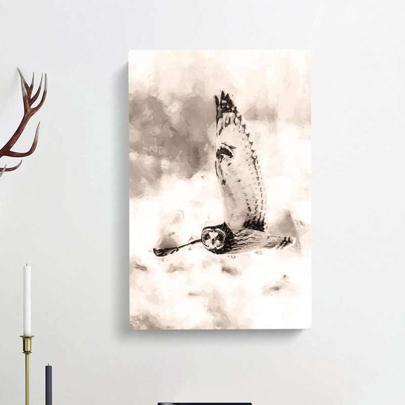 Owl In Flight In Abstract - Wrapped Canvas, 91cm H x 60cm W x 3cm D