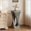 Table de bout Twist Shape - gris, texture semblable au bois, sans assemblage-129458337