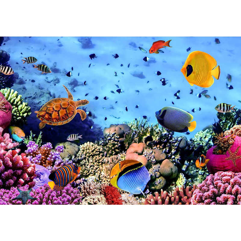 Murale de tortue de mer sous-marine, L 144 po x l 100 po