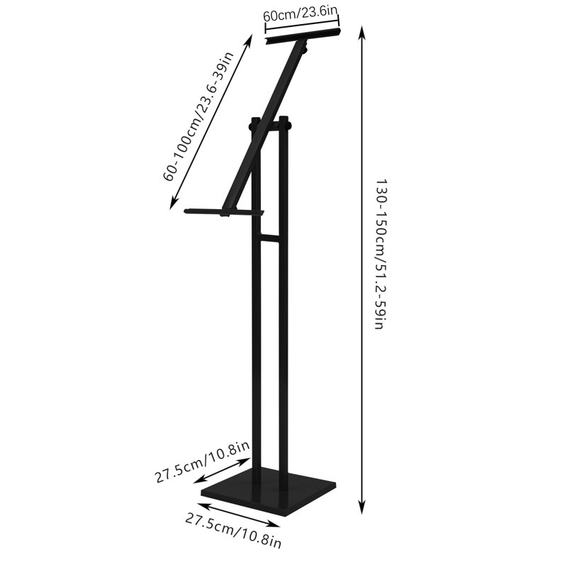 Cadre d'affiche à angle et hauteur ajustables, Noir