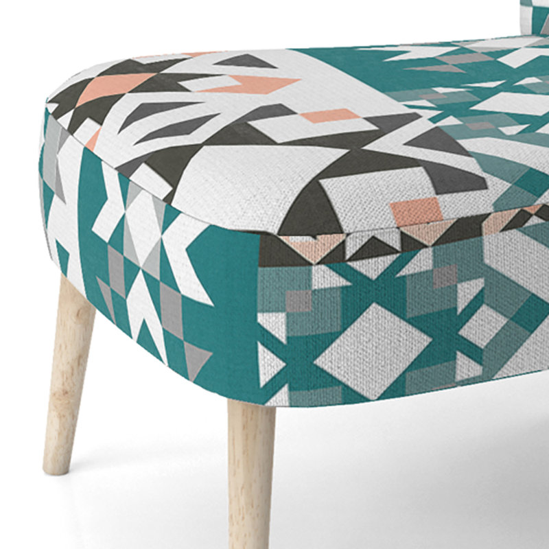 Multicolor Square Patchwork - Upholstered Patterned Accent Side Chair