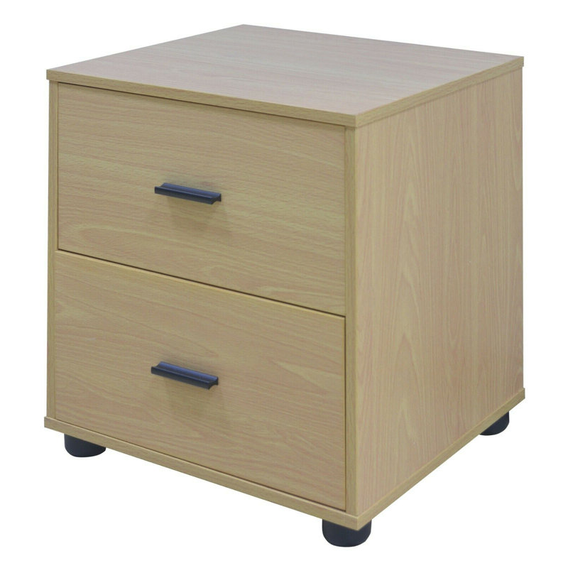 Laster 101.6cm W Solid + Manufactured Wood Bedside Table, Tan