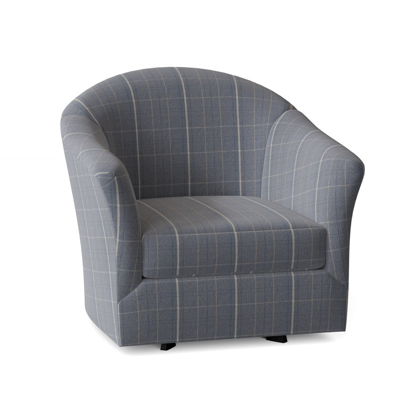 Weston Barrel Chair, Lapis Plaid; 0126-63