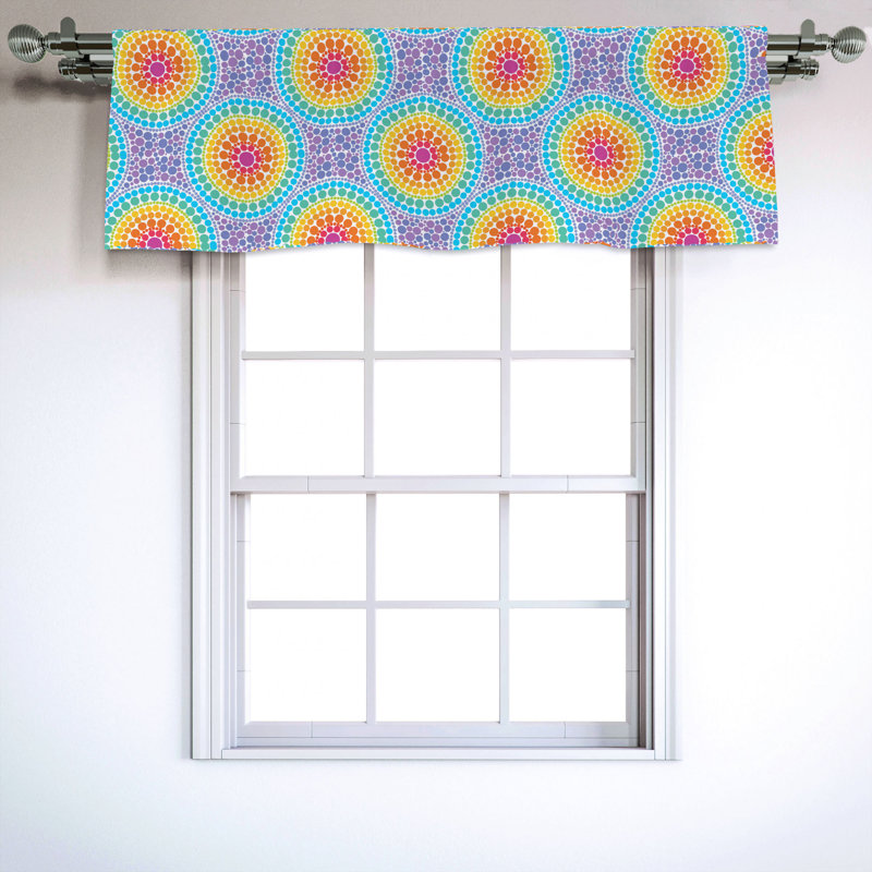Sateen Geometric Ruffled Window Valance