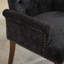 Élégante chaise d'appoint rembourrée en chenille avec pieds en bois courbés-2048884967