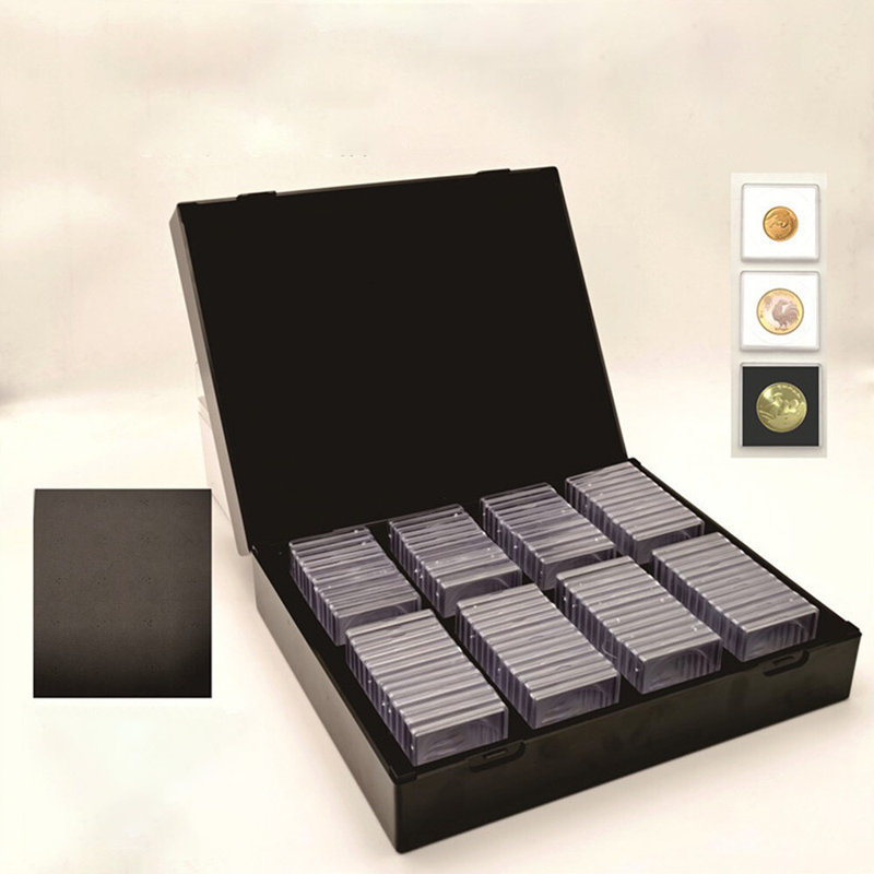 100Pcs 40Mm Square Plastic Coins Capsules Holder Collection Display Container