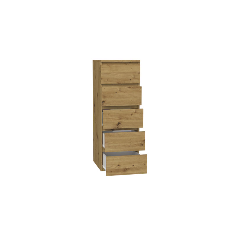 Googans 5 Drawer 40Cm W Tallboy Chest, Artisan Oak