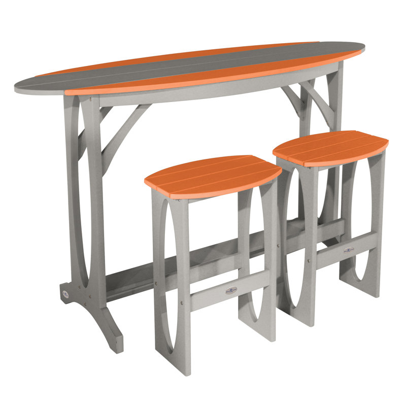 Shoreline 3-Piece Bar Height Balcony Set, Cove Gray/Citrus Orange