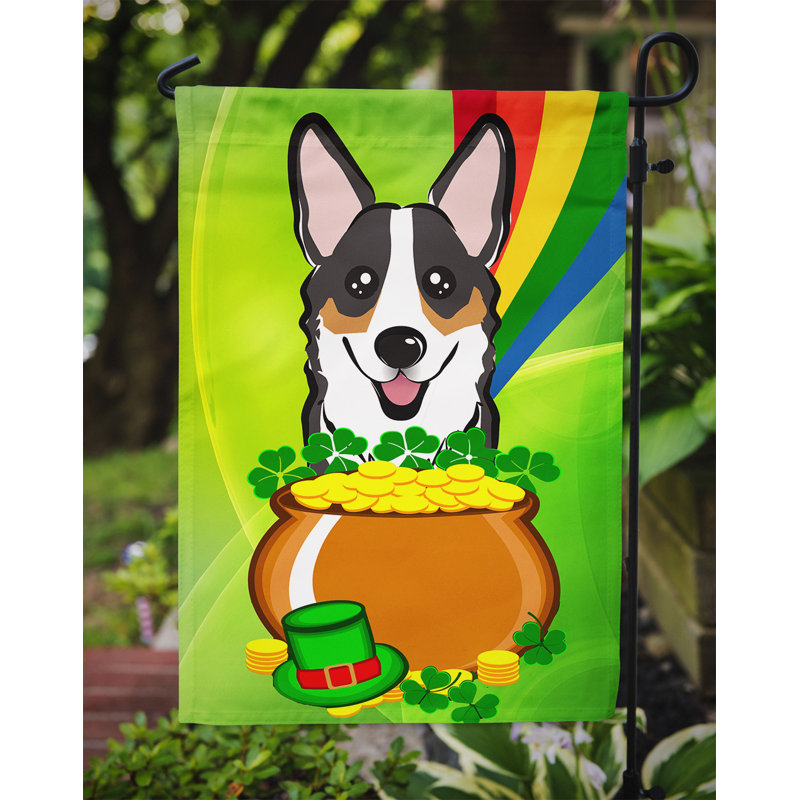 Drapeau de jardin Arella St. Patrick's, Corgi (gris)