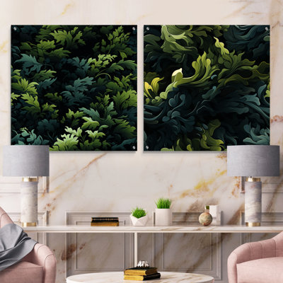 Enchanted Camo Illusion - Abstract Acrylic Wall Art Glass Set Of 2