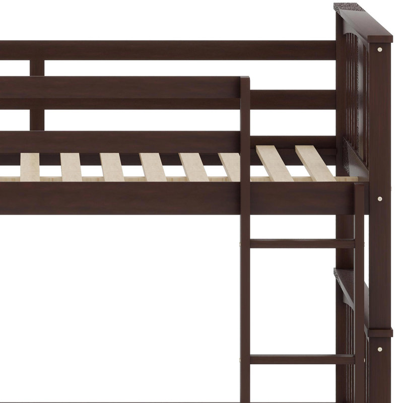Functional Bunk Bed Featuring Easy-Access Ladder for Guest Room and Bedroom Furniture, Espresso