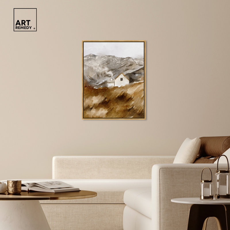 Gold Floater Frame Landscape Canvas Print with White House, 25" x 21"