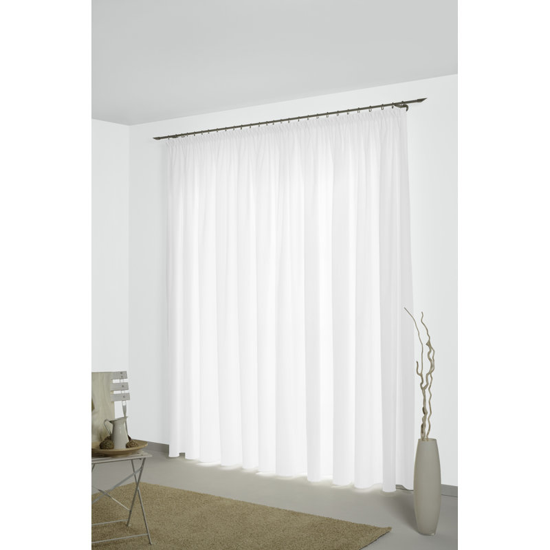 Newbury 67% Polyester And 33% Cotton Room Darkening Single Curtain Panel, White, 130cm Width x 315cm Drop