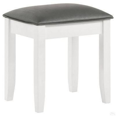White Vanity Stool With Padded Seat