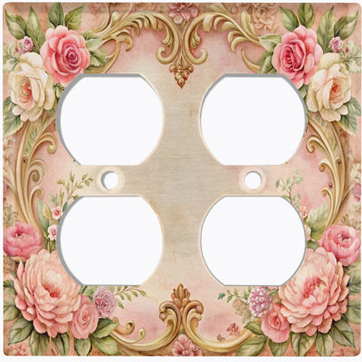 Couvercle de plaque d'interrupteur en métal; Bascule à 2 bandes US standard - cadre rose rétro