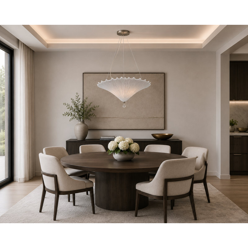 Eclectic 3 Light White Fabric Shade Pendant