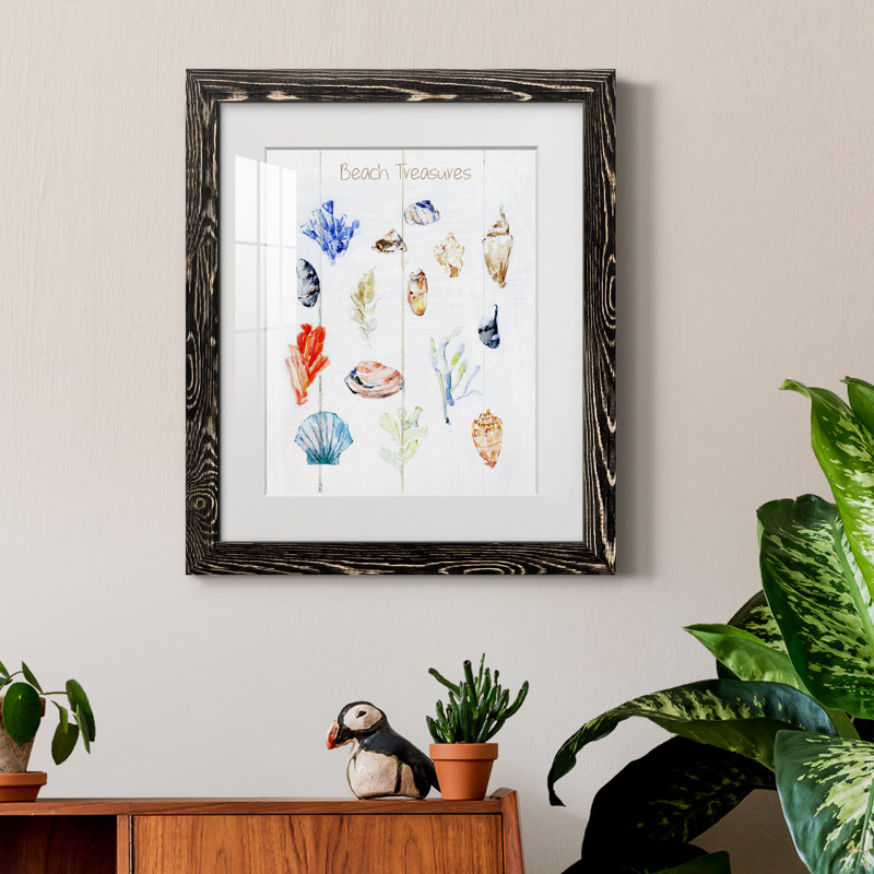 «Beach Treasures», image encadrée, Cadre noir, H 20 po x l 17 po x P 1,5 po