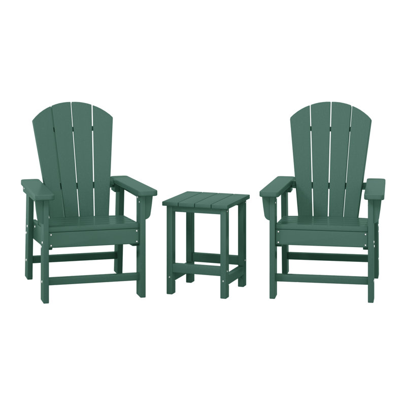 Ensemble 3 pièces de chaises Adirondack d'extérieur en polyester avec table d'appoint Laguna Kids, Vert foncé
