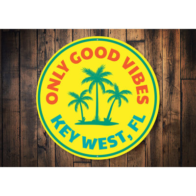 Plaque en aluminium Good Vibes Key West