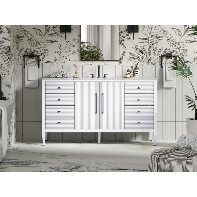 60 inch Single Bathroom Vanity, White