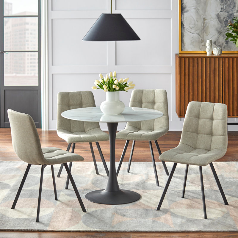 Kristos 4 - Person Pedestal Dining Set, Beige
