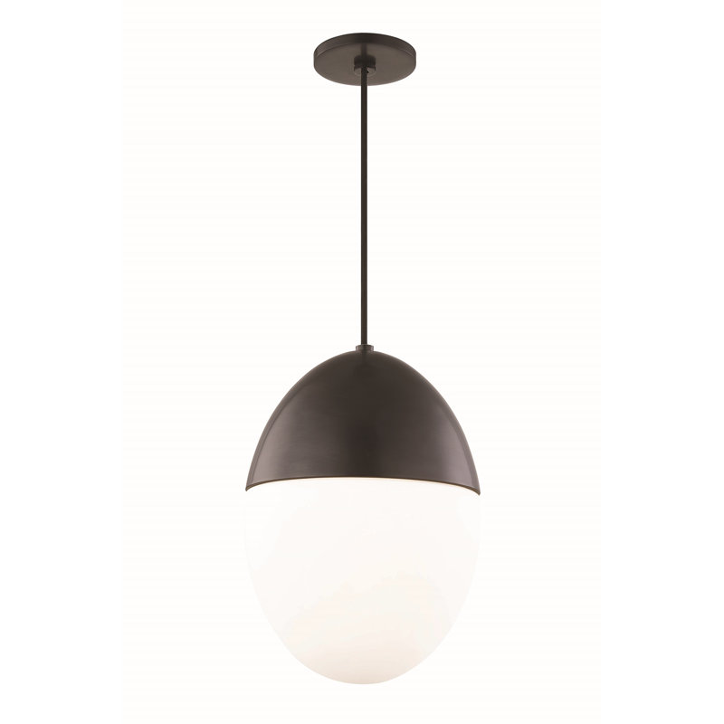 Luminaire suspendu en forme de globe à 1 lumière Sanaria, Nickel poli, H 11,75 po x l 7,5 po x P 7,5 po