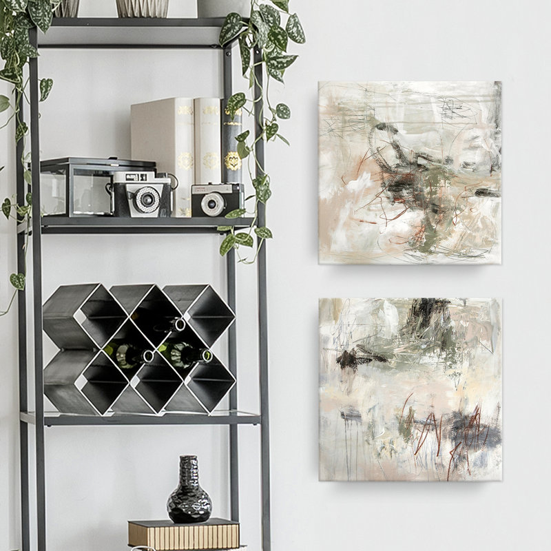 «Brave New World I» par Patricia Schwimmer - peinture sur toile, H 16 po x l 16 po x P 1,5 po