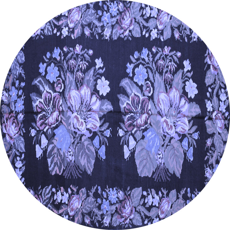 Tapis oriental rond fabriqué à la machine en bleu / gris / brun Imerio