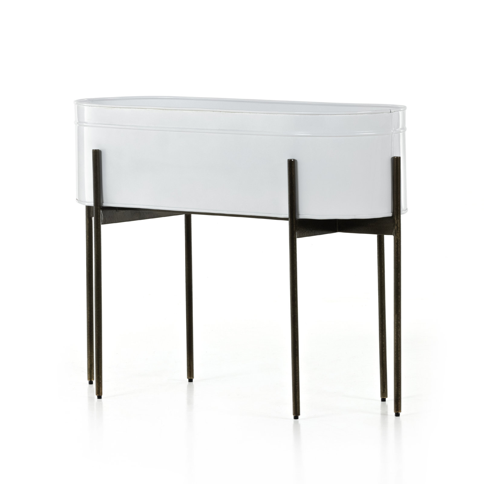 Florean Metal Pot Planter, White
